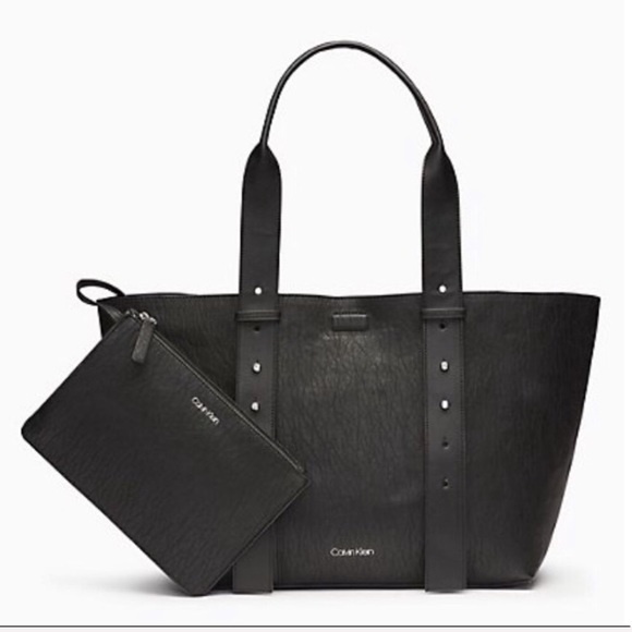 Calvin Klein Handbags - Calvin Klein Pebbled Tote Bag /Zip Pouch-NWT-Black